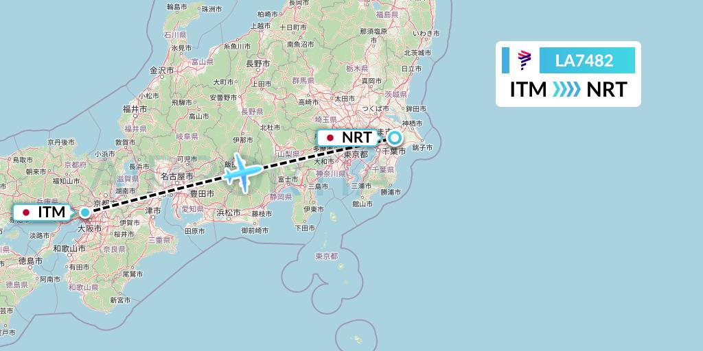 LA7482 LAN Airlines Flight Map: Osaka to Tokyo