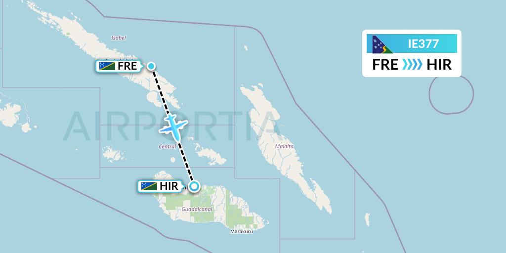IE377 Solomon Airlines Flight Map: Fera Island to Honiara