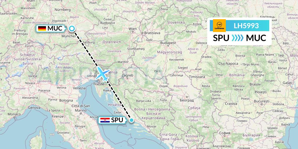 LH5993 Lufthansa Flight Map: Split to Munich