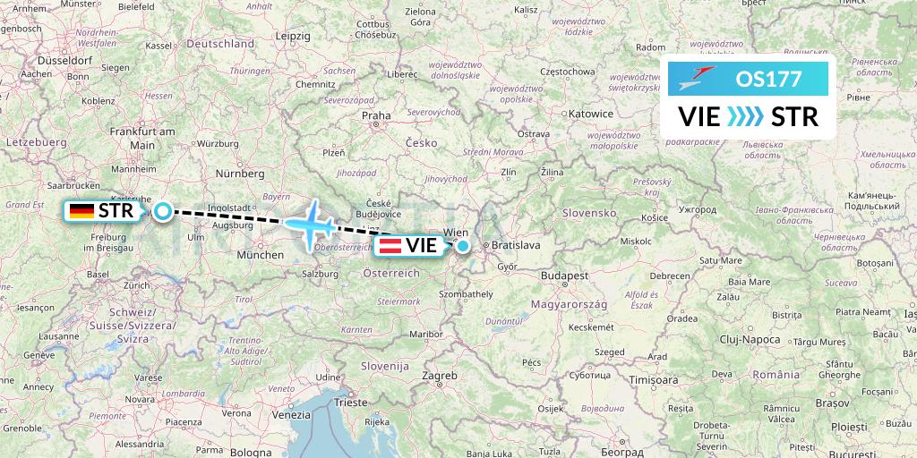 OS177 Austrian Airlines Flight Map: Vienna to Stuttgart