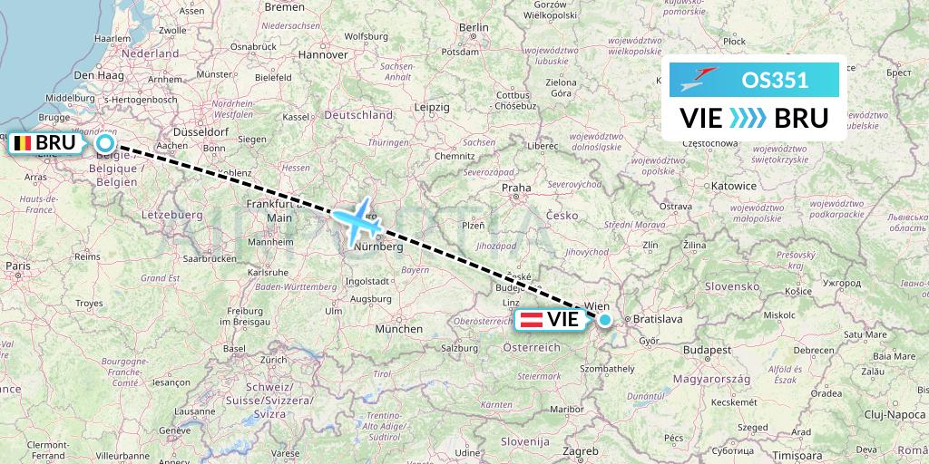 OS351 Austrian Airlines Flight Map: Vienna to Brussels