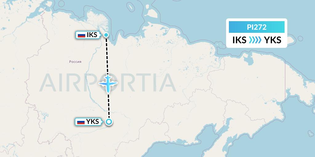 PI272 Polar Airlines Flight Map: Tiksi to Yakutsk
