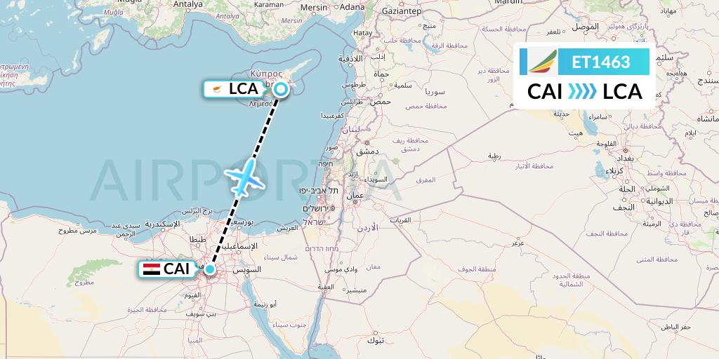 ET1463 Ethiopian Airlines Flight Map: Cairo to Larnaca