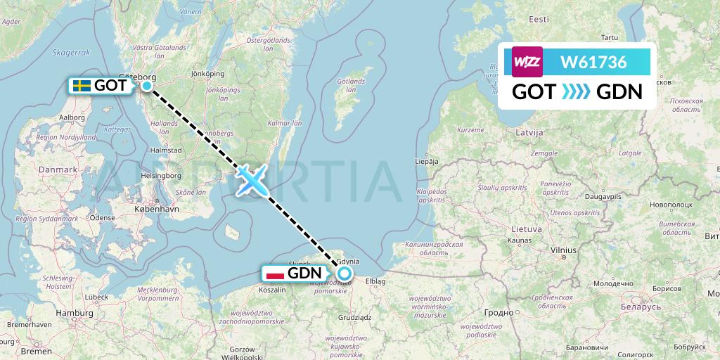 W61736 Flight Status Wizz Air Gothenburg to Gdansk (WZZ1736)