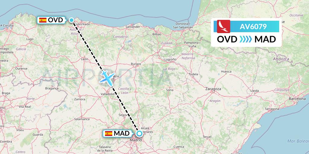 AV6079 Avianca Flight Map: Asturias to Madrid