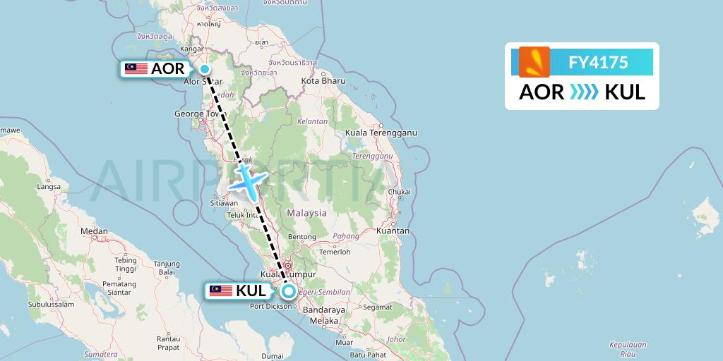 FY4175 Firefly Flight Map: Alor Setar to Kuala Lumpur