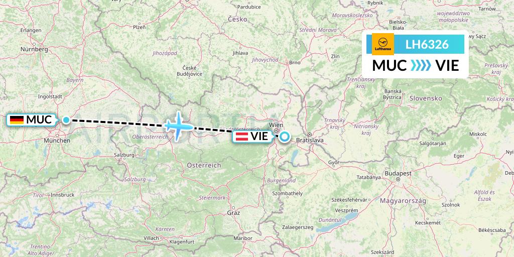 LH6326 Lufthansa Flight Map: Munich to Vienna
