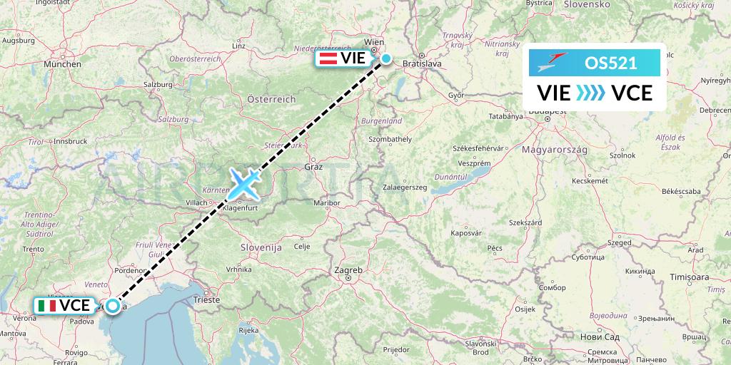 OS521 Austrian Airlines Flight Map: Vienna to Venice