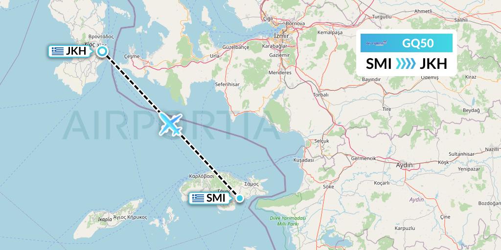 GQ50 Sky Express (Greece) Flight Map: Samos to Chios