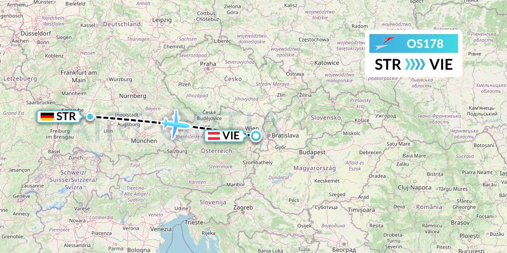 OS178 Austrian Airlines Flight Map: Stuttgart to Vienna