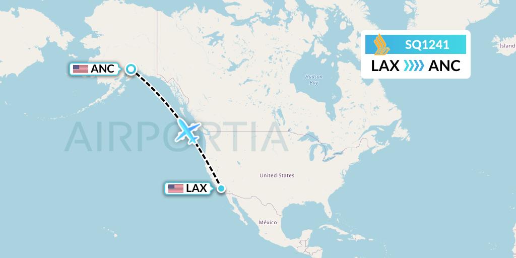 SQ1241 Singapore Airlines Flight Map: Los Angeles to Anchorage