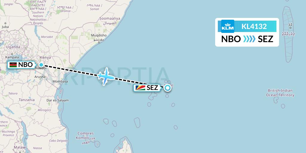 KL4132 KLM Flight Map: Nairobi to Victoria