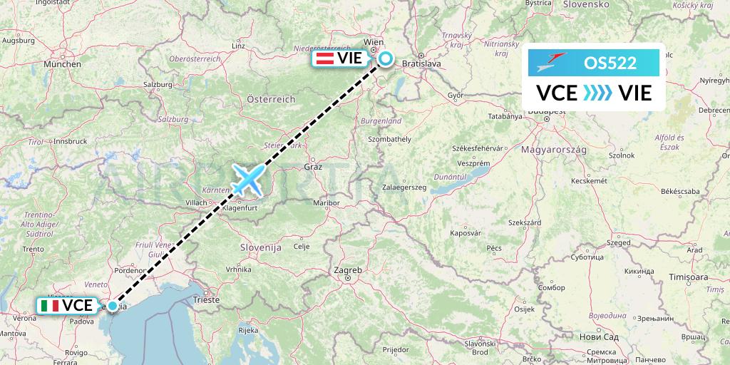 OS522 Austrian Airlines Flight Map: Venice to Vienna