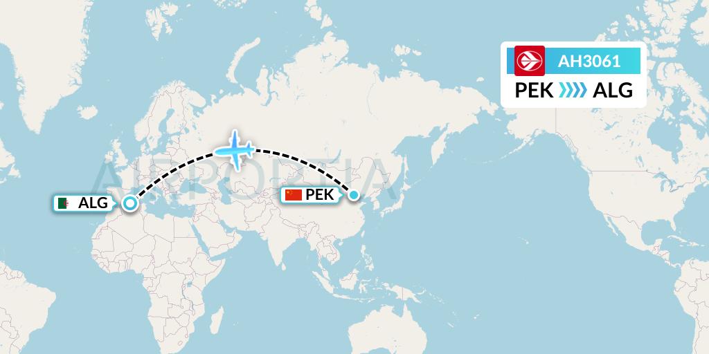 AH3061 Air Algerie Flight Map: Beijing to Algiers