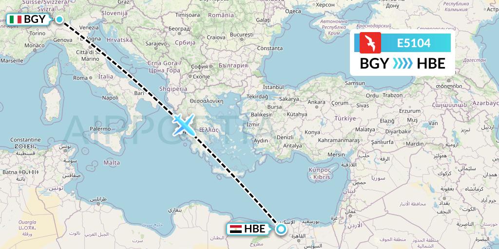 E5104 Air Arabia Egypt Flight Map: Milan to Alexandria