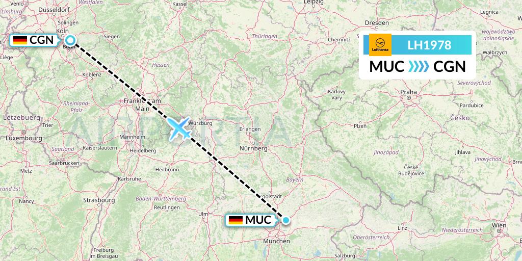 LH1978 Lufthansa Flight Map: Munich to Cologne