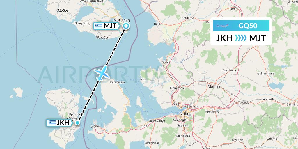 GQ50 Sky Express (Greece) Flight Map: Chios to Mytilene