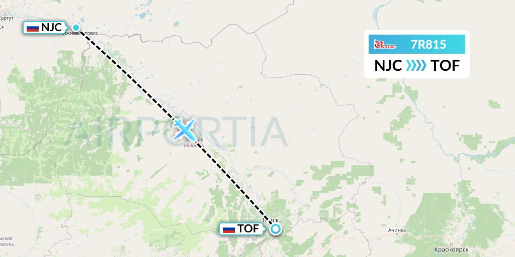7R815 Rusline Flight Map: Nizhnevartovsk to Tomsk