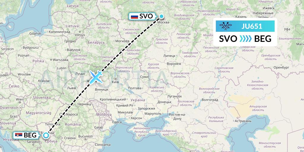 JU651 Flight Status AirSERBIA: Moscow to Belgrade (ASL651)
