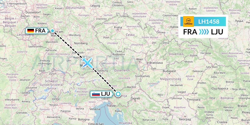 LH1458 Lufthansa Flight Map: Frankfurt to Ljubljana