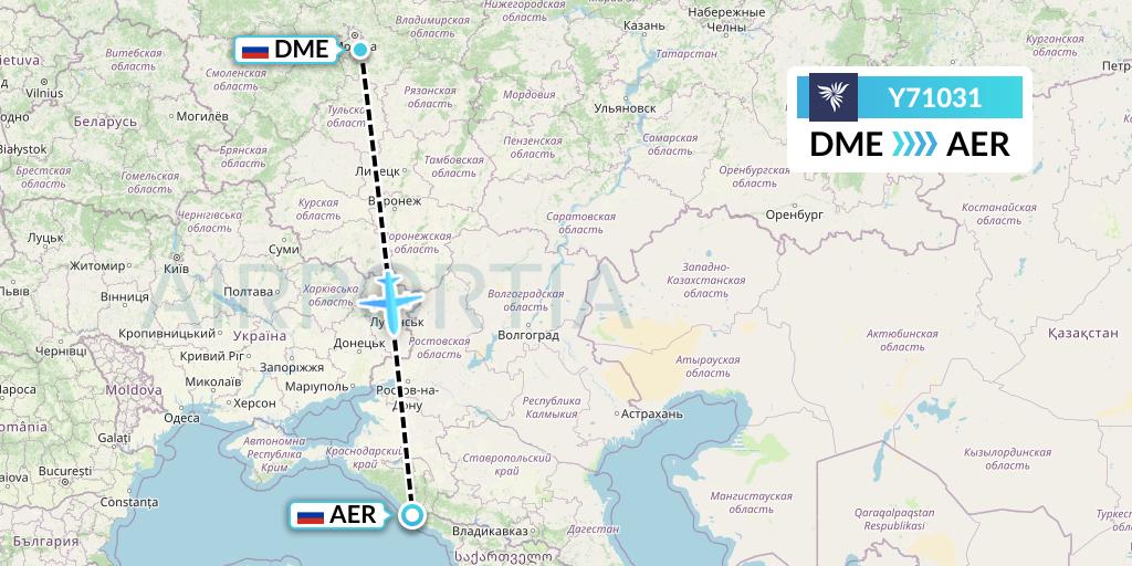 Y71031 NordStar Flight Map: Moscow to Sochi