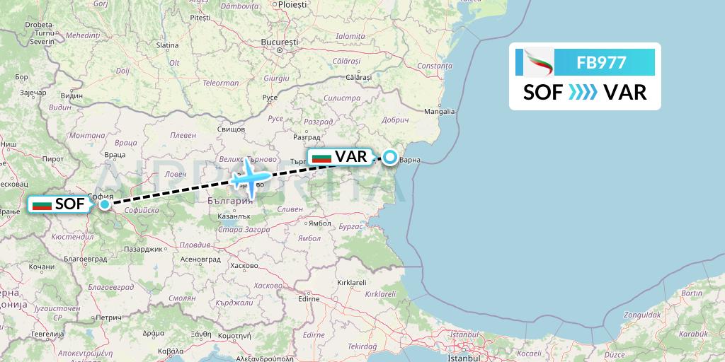 FB977 Bulgaria Air Flight Map: Sofia to Varna