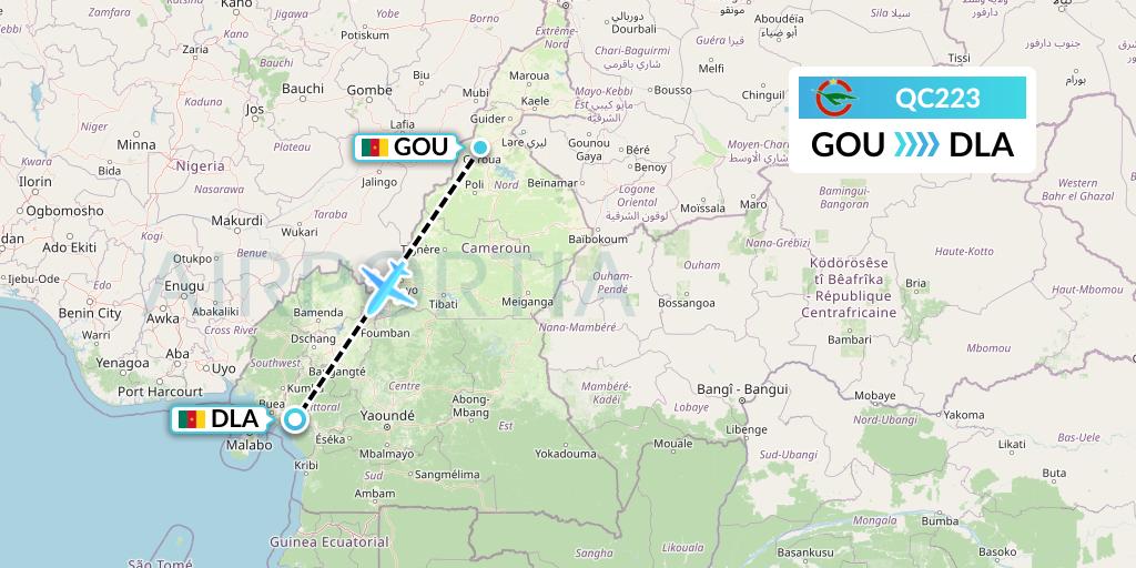 QC223 Camair-Co Flight Map: Garoua to Douala