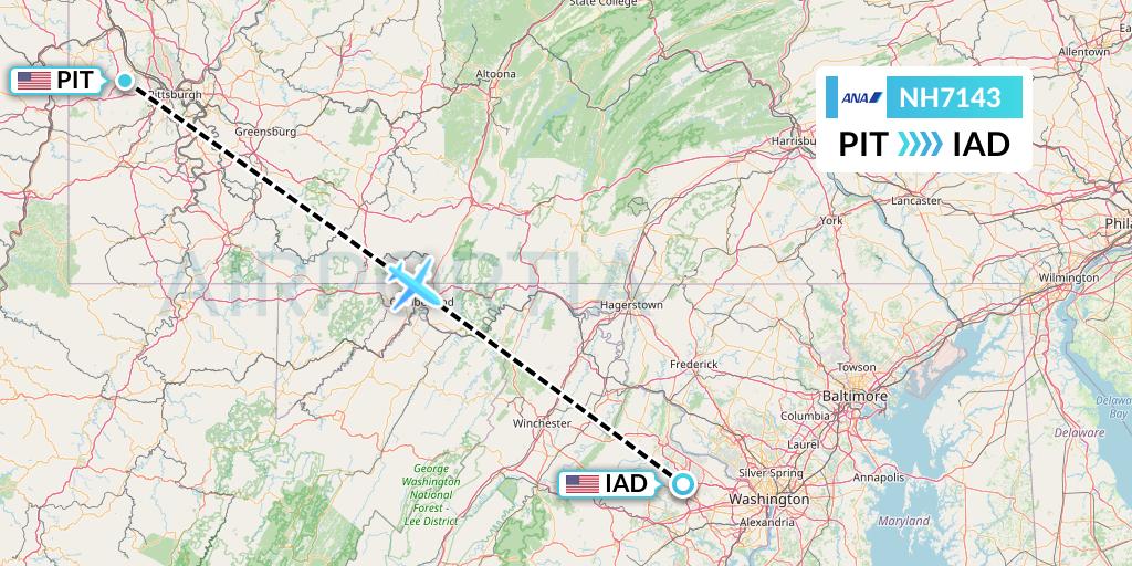 NH7143 All Nippon Airways Flight Map: Pittsburgh to Washington