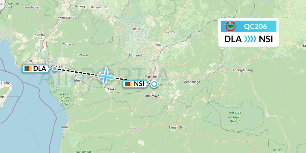 QC206 Camair-Co Flight Map: Douala to Yaounde