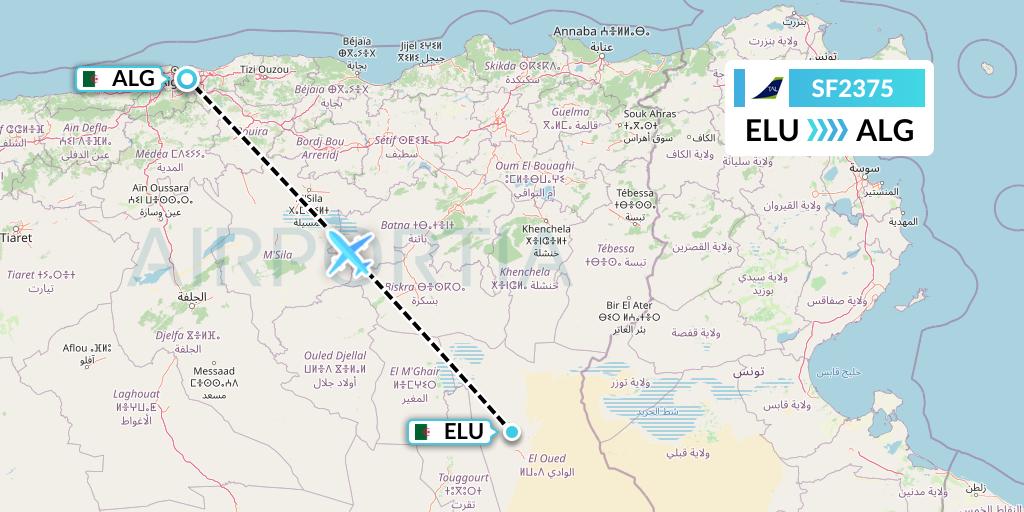 SF2375 Tassili Airlines Flight Map: Guemar to Algiers