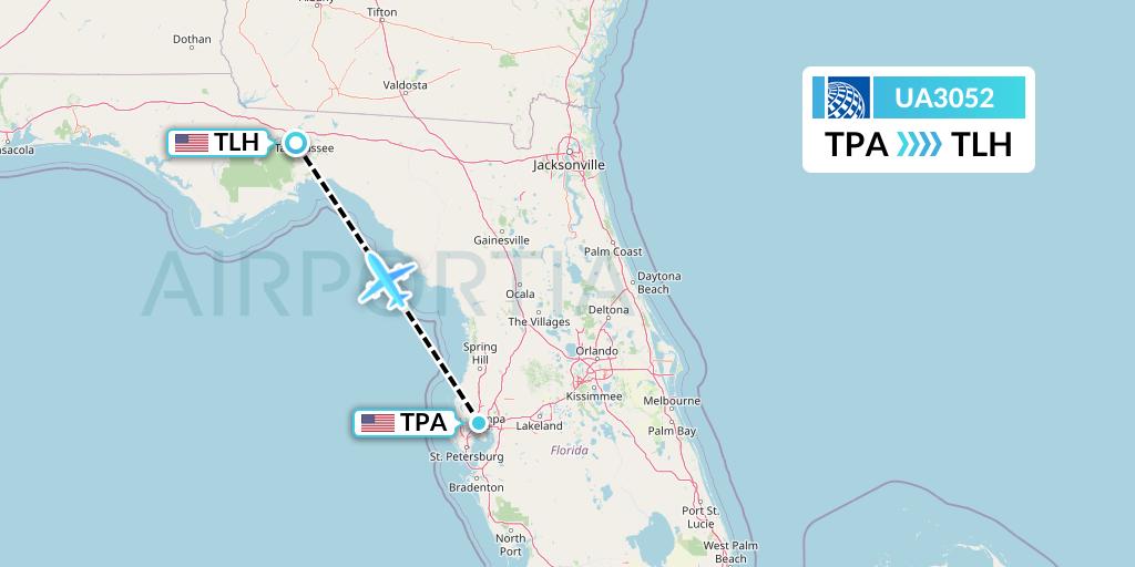 UA3052 Flight Status United Airlines Tampa to Tallahassee (UAL3052)