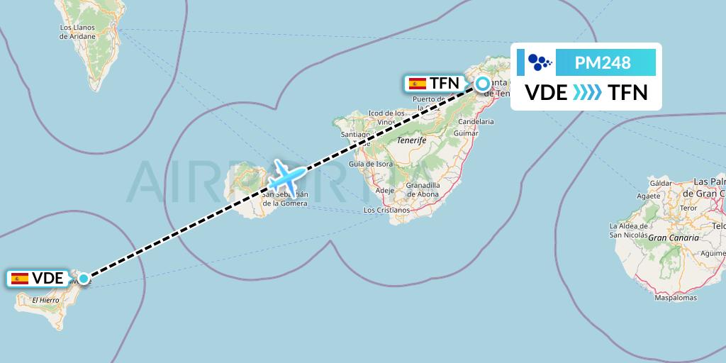PM248 CanaryFly Flight Map: El Hierro to Tenerife