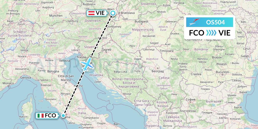 OS504 Austrian Airlines Flight Map: Rome to Vienna
