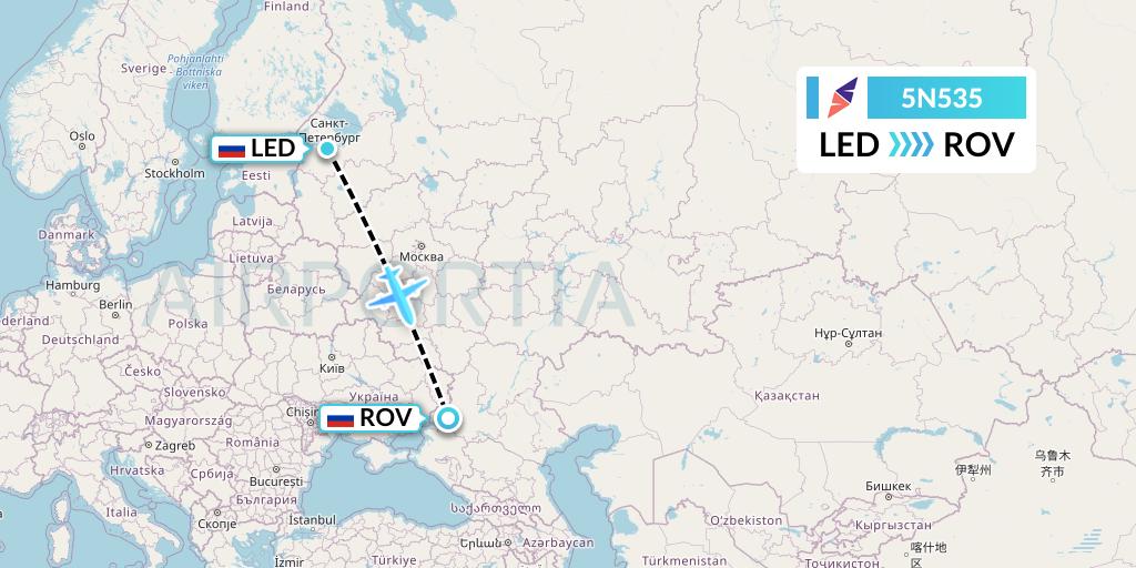 5N535 Nordavia Flight Map: St. Petersburg to Rostov-on-Don