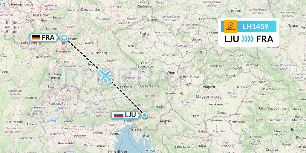 LH1459 Lufthansa Flight Map: Ljubljana to Frankfurt