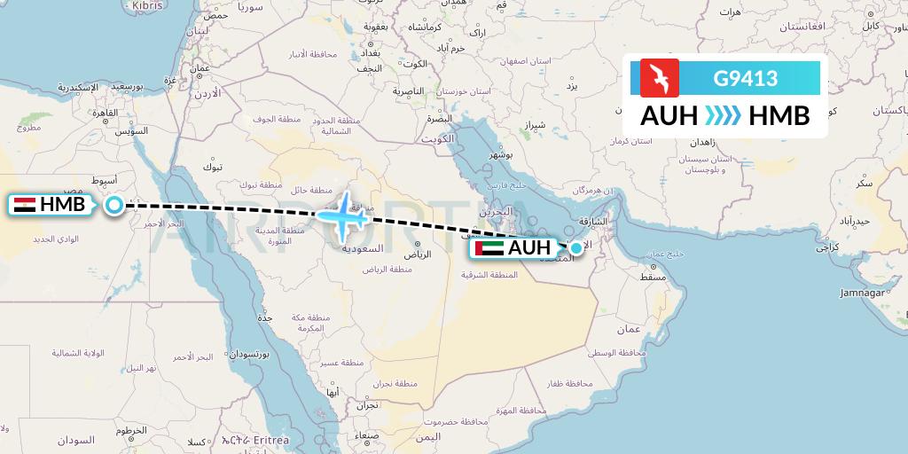 G9413 Air Arabia Flight Map: Abu Dhabi to Sohag