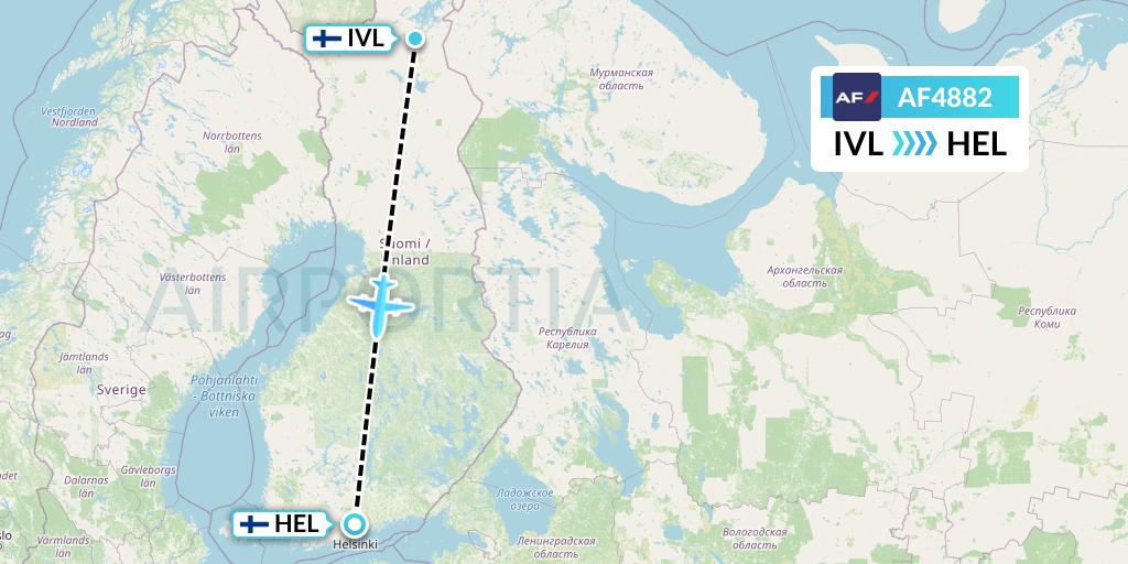AF4882 Air France Flight Map: Ivalo to Helsinki