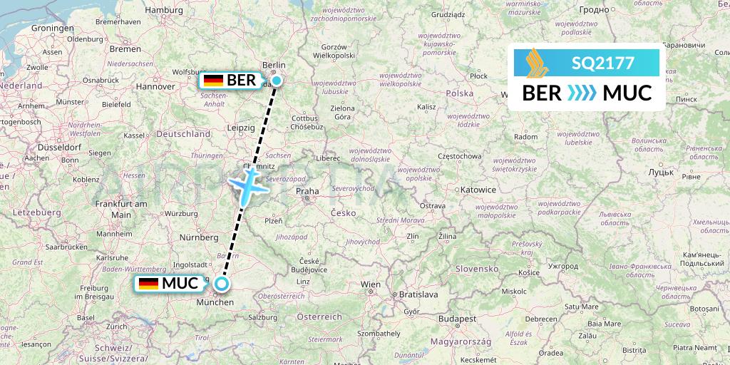SQ2177 Singapore Airlines Flight Map: Berlin to Munich