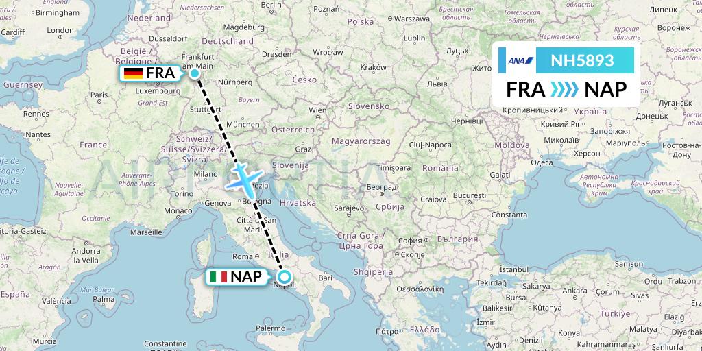 NH5893 All Nippon Airways Flight Map: Frankfurt to Naples