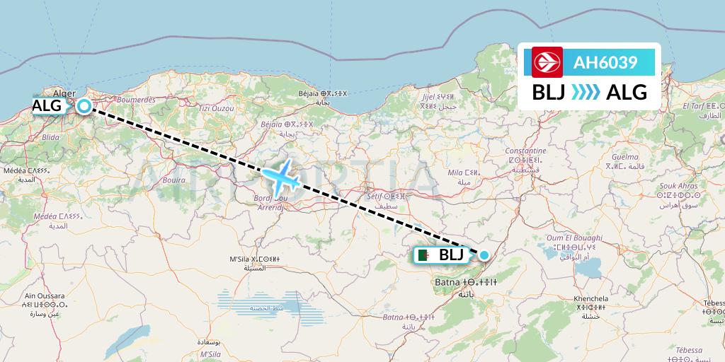 AH6039 Air Algerie Flight Map: Batna to Algiers