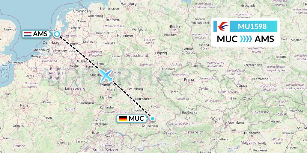 MU1598 China Eastern Airlines Flight Map: Munich to Amsterdam