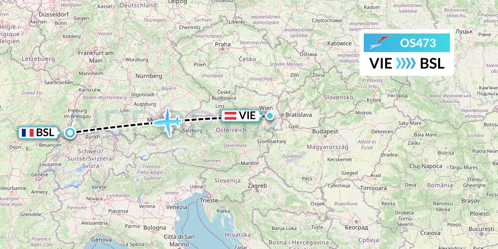 OS473 Austrian Airlines Flight Map: Vienna to Basel