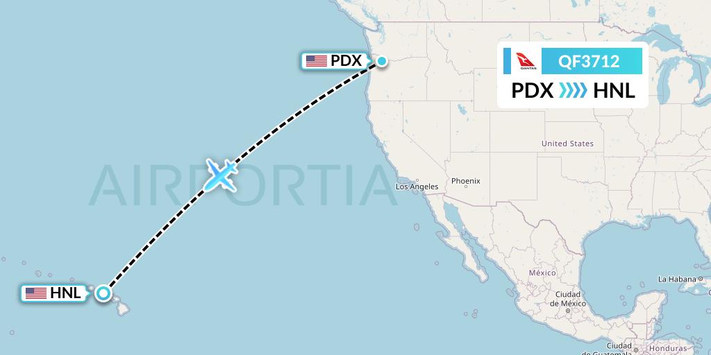 QF3712 Qantas Flight Map: Portland to Honolulu