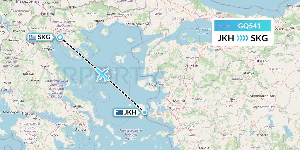 GQ541 Sky Express (Greece) Flight Map: Chios to Thessaloniki