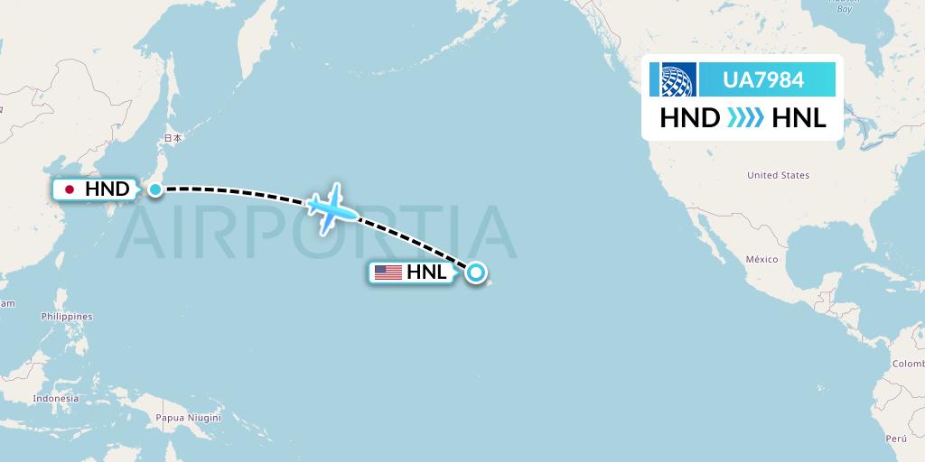 UA7984 United Airlines Flight Map: Tokyo to Honolulu