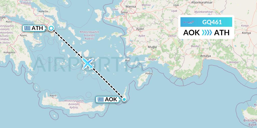 GQ461 Sky Express (Greece) Flight Map: Karpathos to Athens