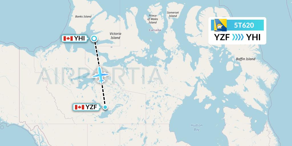 5T620 Canadian North Flight Map: Yellowknife to Ulukhaktok