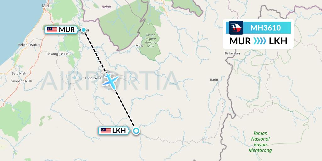 MH3610 Malaysia Airlines Flight Map: Marudi to Long Akah