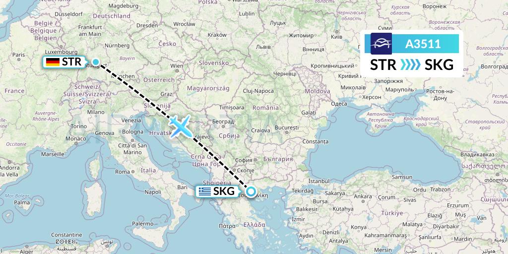 A3511 Flight Status Aegean Airlines Stuttgart to Thessaloniki (AEE511)