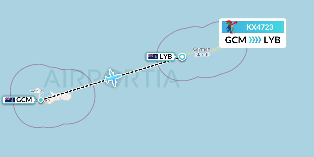 KX4723 Cayman Airways Flight Map: George Town to Little Cayman
